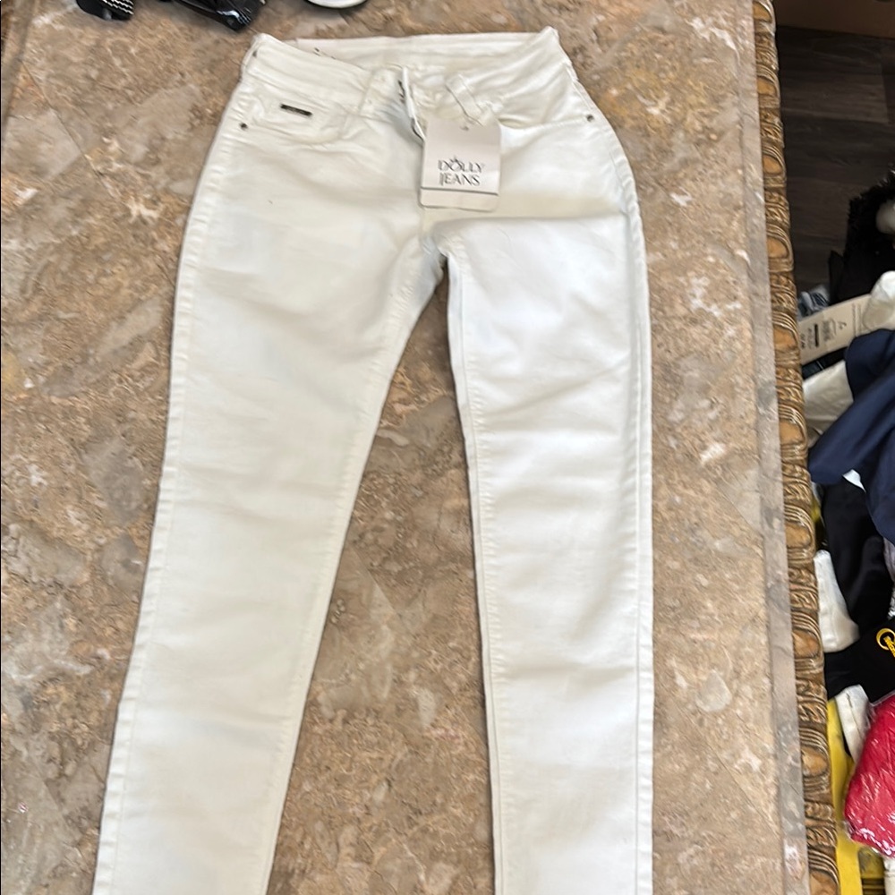 Dollcake White Skinny Jeans Lightweight Denim